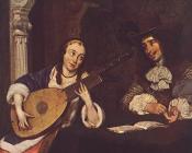 杰拉德 特 博尔奇 : Woman Playing The Lute